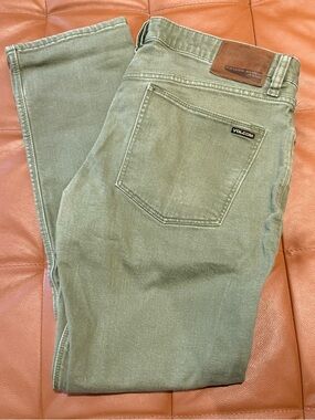 Volcom Men's Olive Green Slim Straight Jeans
